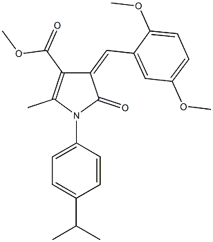 methyl 4-(2,5-dimethoxybenzylidene)-1-(4-isopropylphenyl)-2-methyl-5-oxo-4,5-dihydro-1H-pyrrole-3-carboxylate 结构式