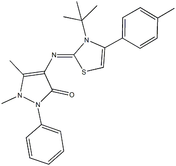 4-[(3-tert-butyl-4-(4-methylphenyl)-1,3-thiazol-2(3H)-ylidene)amino]-1,5-dimethyl-2-phenyl-1,2-dihydro-3H-pyrazol-3-one 结构式