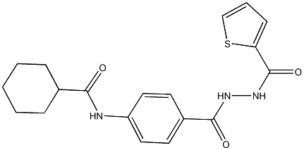 N-(4-{[2-(thien-2-ylcarbonyl)hydrazino]carbonyl}phenyl)cyclohexanecarboxamide 结构式