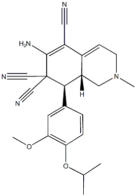 6-amino-8-(4-isopropoxy-3-methoxyphenyl)-2-methyl-2,3,8,8a-tetrahydro-5,7,7(1H)-isoquinolinetricarbonitrile 结构式