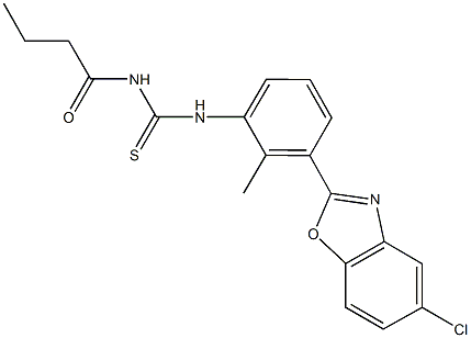 N-butyryl-N'-[3-(5-chloro-1,3-benzoxazol-2-yl)-2-methylphenyl]thiourea 结构式