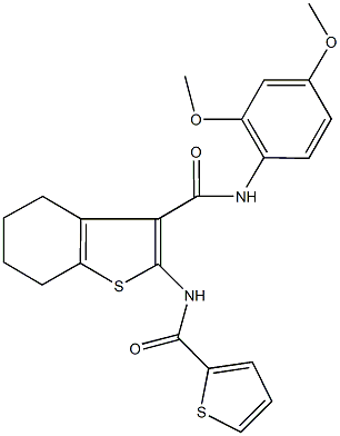 N-(2,4-dimethoxyphenyl)-2-[(2-thienylcarbonyl)amino]-4,5,6,7-tetrahydro-1-benzothiophene-3-carboxamide 结构式