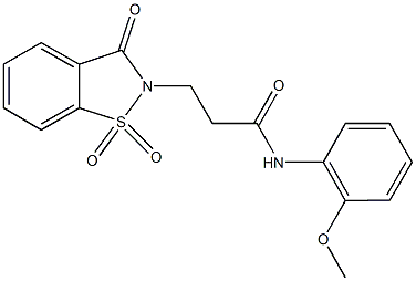 3-(1,1-dioxido-3-oxo-1,2-benzisothiazol-2(3H)-yl)-N-(2-methoxyphenyl)propanamide 结构式