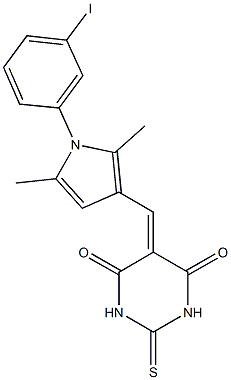 5-{[1-(3-iodophenyl)-2,5-dimethyl-1H-pyrrol-3-yl]methylene}-2-thioxodihydro-4,6(1H,5H)-pyrimidinedione 结构式