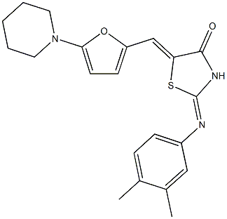 2-[(3,4-dimethylphenyl)imino]-5-{[5-(1-piperidinyl)-2-furyl]methylene}-1,3-thiazolidin-4-one 结构式