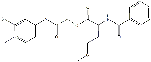 2-(3-chloro-4-methylanilino)-2-oxoethyl 2-(benzoylamino)-4-(methylsulfanyl)butanoate 结构式