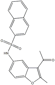 N-(3-acetyl-2-methyl-1-benzofuran-5-yl)-2-naphthalenesulfonamide 结构式