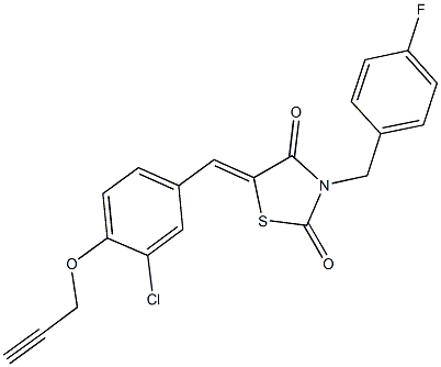5-[3-chloro-4-(2-propynyloxy)benzylidene]-3-(4-fluorobenzyl)-1,3-thiazolidine-2,4-dione 结构式