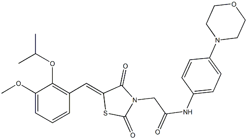 2-[5-(2-isopropoxy-3-methoxybenzylidene)-2,4-dioxo-1,3-thiazolidin-3-yl]-N-(4-morpholin-4-ylphenyl)acetamide 结构式