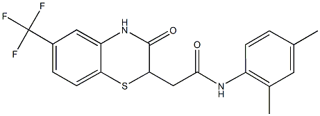 N-(2,4-dimethylphenyl)-2-[3-oxo-6-(trifluoromethyl)-3,4-dihydro-2H-1,4-benzothiazin-2-yl]acetamide 结构式