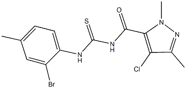 N-(2-bromo-4-methylphenyl)-N'-[(4-chloro-1,3-dimethyl-1H-pyrazol-5-yl)carbonyl]thiourea 结构式