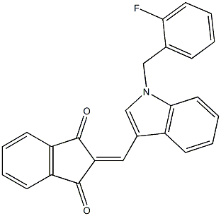 2-{[1-(2-fluorobenzyl)-1H-indol-3-yl]methylene}-1H-indene-1,3(2H)-dione 结构式