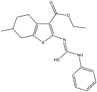 N'-[3-(ethoxycarbonyl)-6-methyl-4,5,6,7-tetrahydro-1-benzothien-2-yl]-N-phenylcarbamimidothioic acid 结构式