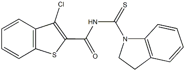 3-chloro-N-(2,3-dihydro-1H-indol-1-ylcarbothioyl)-1-benzothiophene-2-carboxamide 结构式