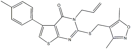 3-allyl-2-{[(3,5-dimethyl-4-isoxazolyl)methyl]sulfanyl}-5-(4-methylphenyl)thieno[2,3-d]pyrimidin-4(3H)-one 结构式