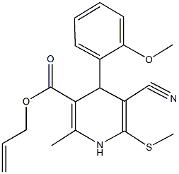 allyl 5-cyano-4-(2-methoxyphenyl)-2-methyl-6-(methylsulfanyl)-1,4-dihydropyridine-3-carboxylate 结构式
