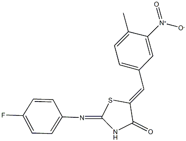 2-[(4-fluorophenyl)imino]-5-{3-nitro-4-methylbenzylidene}-1,3-thiazolidin-4-one 结构式
