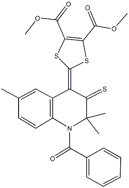 dimethyl 2-(1-benzoyl-2,2,6-trimethyl-3-thioxo-2,3-dihydro-4(1H)-quinolinylidene)-1,3-dithiole-4,5-dicarboxylate 结构式