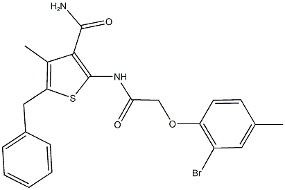 5-benzyl-2-{[(2-bromo-4-methylphenoxy)acetyl]amino}-4-methylthiophene-3-carboxamide 结构式