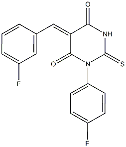 5-(3-fluorobenzylidene)-1-(4-fluorophenyl)-2-thioxodihydropyrimidine-4,6(1H,5H)-dione 结构式