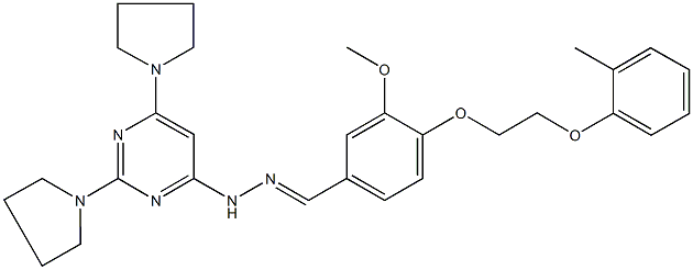 3-methoxy-4-[2-(2-methylphenoxy)ethoxy]benzaldehyde (2,6-dipyrrolidin-1-ylpyrimidin-4-yl)hydrazone 结构式