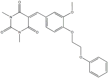 5-[3-methoxy-4-(2-phenoxyethoxy)benzylidene]-1,3-dimethyl-2,4,6(1H,3H,5H)-pyrimidinetrione 结构式