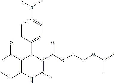 2-isopropoxyethyl 4-[4-(dimethylamino)phenyl]-2-methyl-5-oxo-1,4,5,6,7,8-hexahydro-3-quinolinecarboxylate 结构式