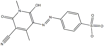 4-[(5-cyano-2-hydroxy-1,4-dimethyl-6-oxo-1,6-dihydro-3-pyridinyl)diazenyl]benzenesulfonate 结构式