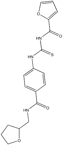 4-{[(2-furoylamino)carbothioyl]amino}-N-(tetrahydro-2-furanylmethyl)benzamide 结构式