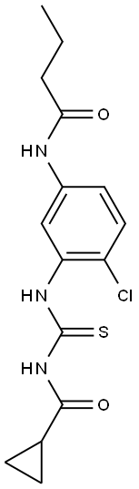 N-[4-chloro-3-({[(cyclopropylcarbonyl)amino]carbothioyl}amino)phenyl]butanamide 结构式