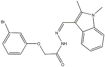 2-(3-bromophenoxy)-N'-[(1,2-dimethyl-1H-indol-3-yl)methylene]acetohydrazide 结构式