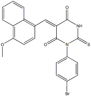 1-(4-bromophenyl)-5-[(4-methoxy-1-naphthyl)methylene]-2-thioxodihydro-4,6(1H,5H)-pyrimidinedione 结构式