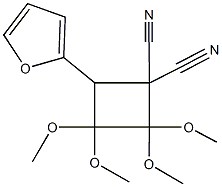 4-(2-furyl)-2,2,3,3-tetramethoxy-1,1-cyclobutanedicarbonitrile 结构式