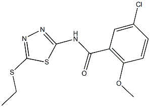 5-chloro-N-[5-(ethylsulfanyl)-1,3,4-thiadiazol-2-yl]-2-methoxybenzamide 结构式