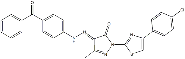 1-[4-(4-chlorophenyl)-1,3-thiazol-2-yl]-3-methyl-1H-pyrazole-4,5-dione 4-[(4-benzoylphenyl)hydrazone] 结构式