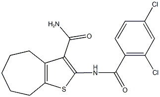 2-[(2,4-dichlorobenzoyl)amino]-5,6,7,8-tetrahydro-4H-cyclohepta[b]thiophene-3-carboxamide 结构式
