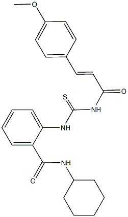 N-cyclohexyl-2-[({[3-(4-methoxyphenyl)acryloyl]amino}carbothioyl)amino]benzamide 结构式