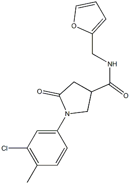 1-(3-chloro-4-methylphenyl)-N-(2-furylmethyl)-5-oxo-3-pyrrolidinecarboxamide 结构式