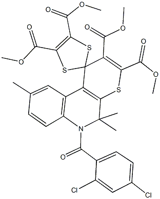 tetramethyl 6-(2,4-dichlorobenzoyl)-5,5,9-trimethyl-5,6-dihydrospiro(1H-thiopyrano[2,3-c]quinoline-1,2'-[1,3]-dithiole)-2,3,4',5'-tetracarboxylate 结构式