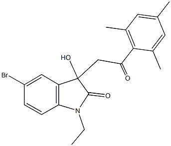 5-bromo-1-ethyl-3-hydroxy-3-(2-mesityl-2-oxoethyl)-1,3-dihydro-2H-indol-2-one 结构式