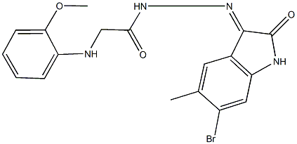 N'-(6-bromo-5-methyl-2-oxo-1,2-dihydro-3H-indol-3-ylidene)-2-(2-methoxyanilino)acetohydrazide 结构式