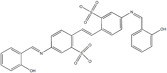 5-[(2-hydroxybenzylidene)amino]-2-(2-{4-[(2-hydroxybenzylidene)amino]-2-sulfonatophenyl}vinyl)benzenesulfonate 结构式