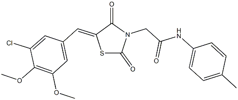 2-[5-(3-chloro-4,5-dimethoxybenzylidene)-2,4-dioxo-1,3-thiazolidin-3-yl]-N-(4-methylphenyl)acetamide 结构式