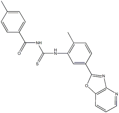 N-(4-methylbenzoyl)-N'-(2-methyl-5-[1,3]oxazolo[4,5-b]pyridin-2-ylphenyl)thiourea 结构式