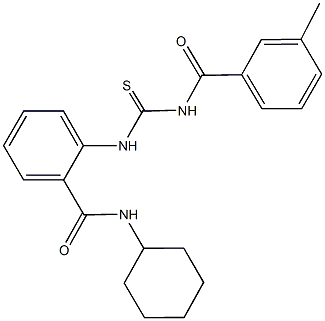 N-cyclohexyl-2-({[(3-methylbenzoyl)amino]carbothioyl}amino)benzamide 结构式