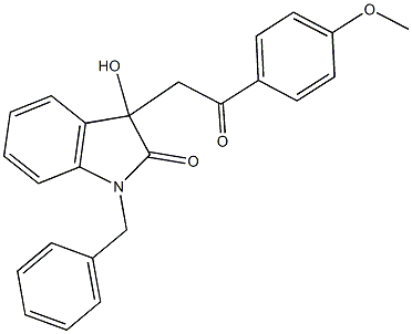 1-benzyl-3-hydroxy-3-[2-(4-methoxyphenyl)-2-oxoethyl]-1,3-dihydro-2H-indol-2-one 结构式