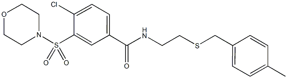 4-chloro-N-{2-[(4-methylbenzyl)sulfanyl]ethyl}-3-(4-morpholinylsulfonyl)benzamide 结构式