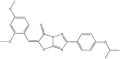 5-(2,4-dimethoxybenzylidene)-2-(4-isopropoxyphenyl)[1,3]thiazolo[3,2-b][1,2,4]triazol-6(5H)-one 结构式