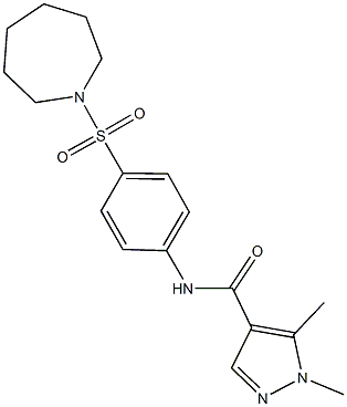 N-[4-(1-azepanylsulfonyl)phenyl]-1,5-dimethyl-1H-pyrazole-4-carboxamide 结构式