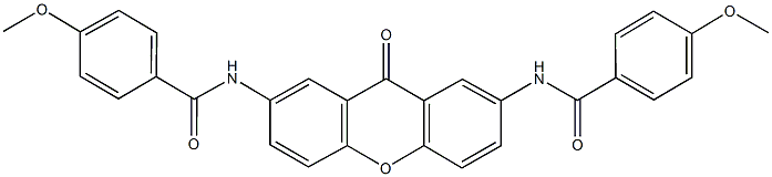 4-methoxy-N-{7-[(4-methoxybenzoyl)amino]-9-oxo-9H-xanthen-2-yl}benzamide 结构式